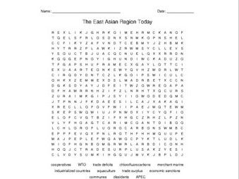 The East Asian Region Today Word Search for World Geography | Teaching ...