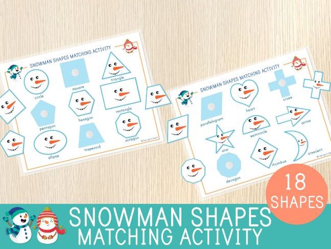 Snowman Shapes Matching Activity