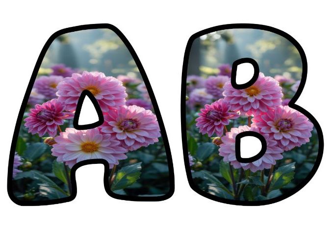 Flower Cluster Art Form Lettering Set | Classroom Display | Upper & Lowercase, 0-9 and Signs