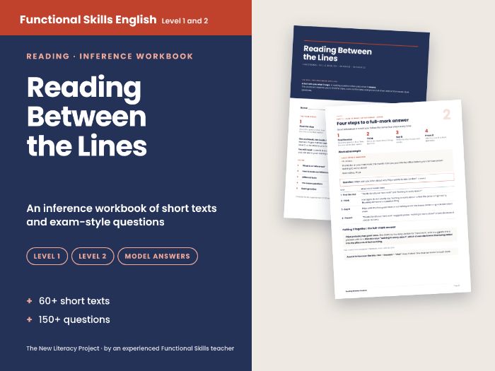 Functional Skills English Reading Level 1 and Level 2 Inference Workbook: Short Texts, Exam Style Qu