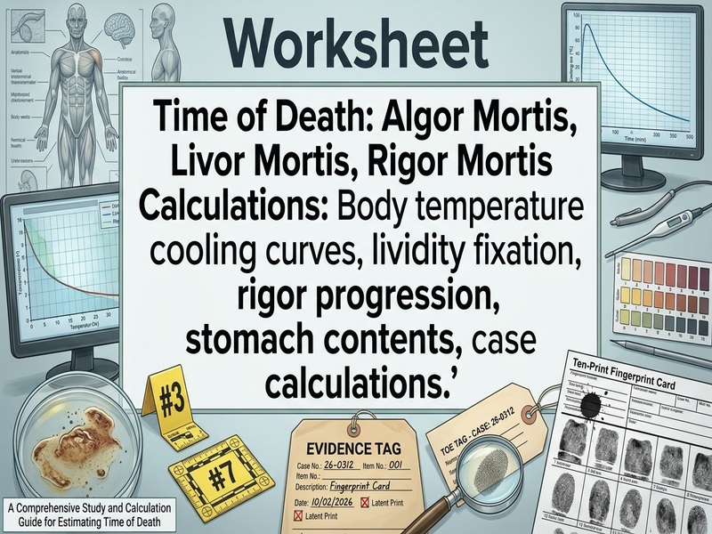 Time of Death: Algor Mortis, Livor Mortis, Rigor Mortis Calculations