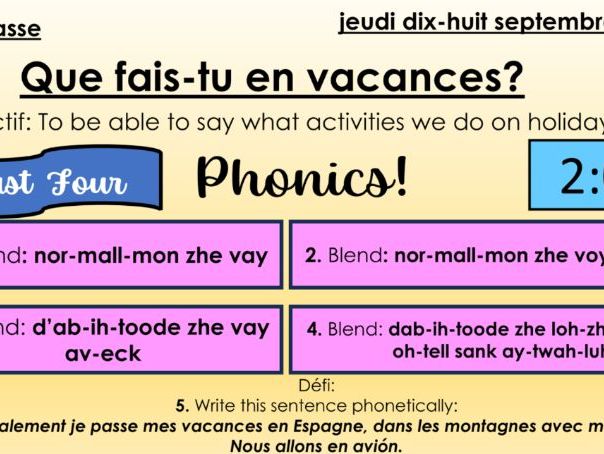 Year 10 French - Holidays - Lesson 3 - What do you do on holiday - Que fais-tu en vacances?