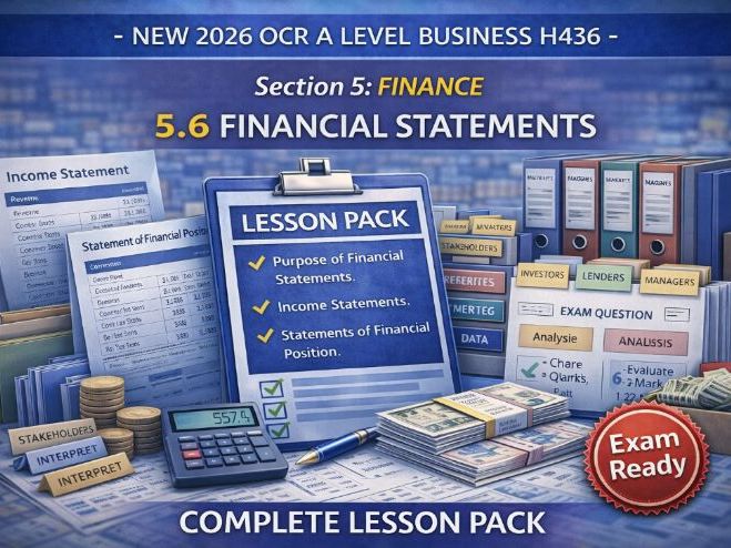 NEW 2026 OCR A Level Business H436 – 5.6 Financial Statements COMPLETE Lesson Pack