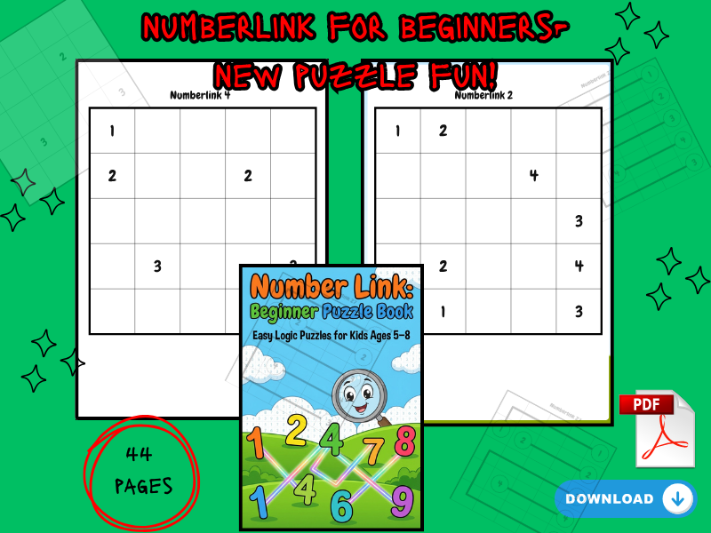 Numberlink Beginner Puzzle Book | Logic Puzzles for Kids Grades K–2
