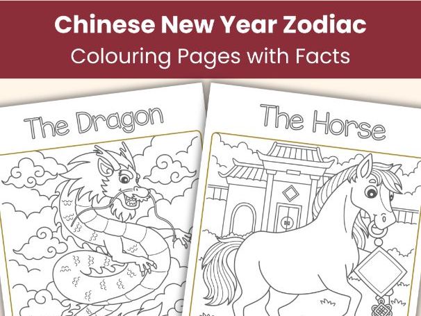 Chinese New Year Zodiac Animals Colouring Pages with Fun Facts