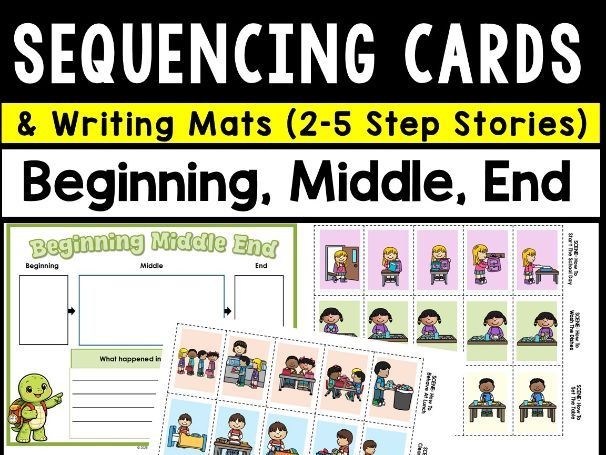 Beginning, Middle, End: Sequencing Cards & Writing Mats (2–5 Step Stories)