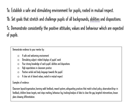 Teacher standards evidence