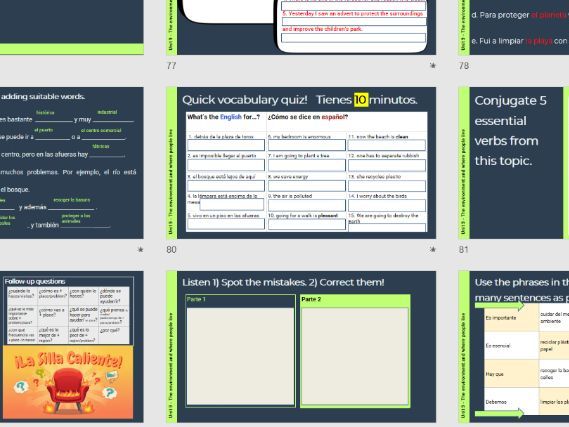 GCSE Spanish 8692 - 72 short revision activities (retrieval practice)