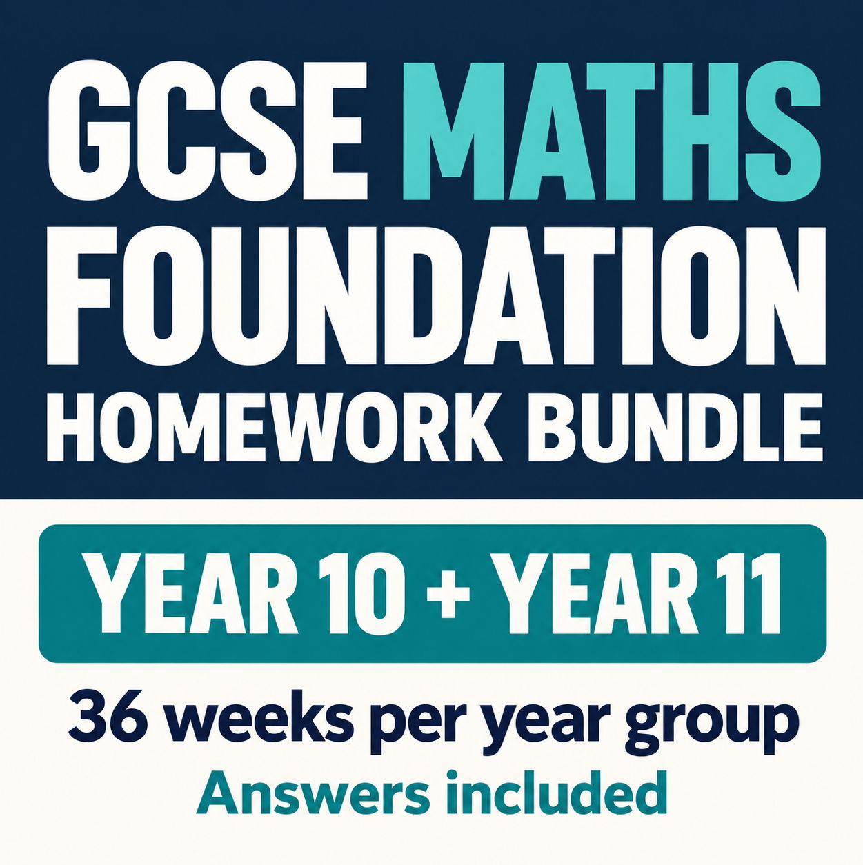 GCSE Maths Foundation Homework Bundle | Years 10 & 11 | 72 Weekly Sheets + Answers