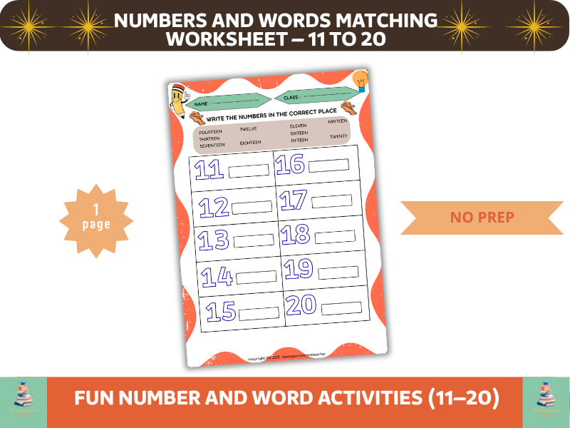 Numbers and Words Matching Worksheet