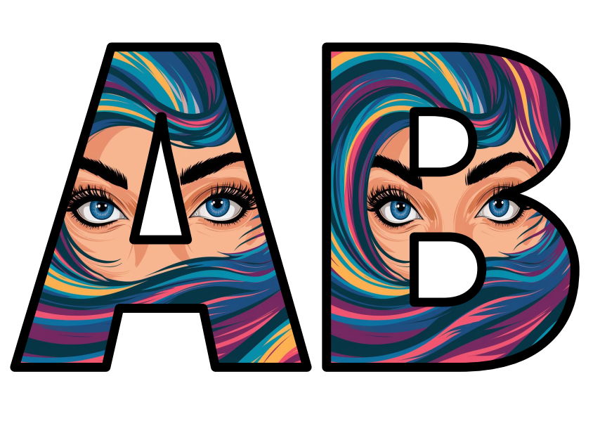 Girl Eyes Anime Cartoon Lettering Set Instant Display Title All Letters ...