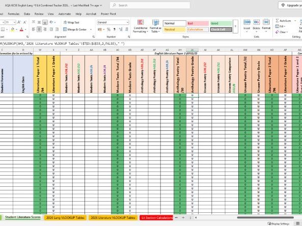 AQA English Lang & Lit Tracker 2026