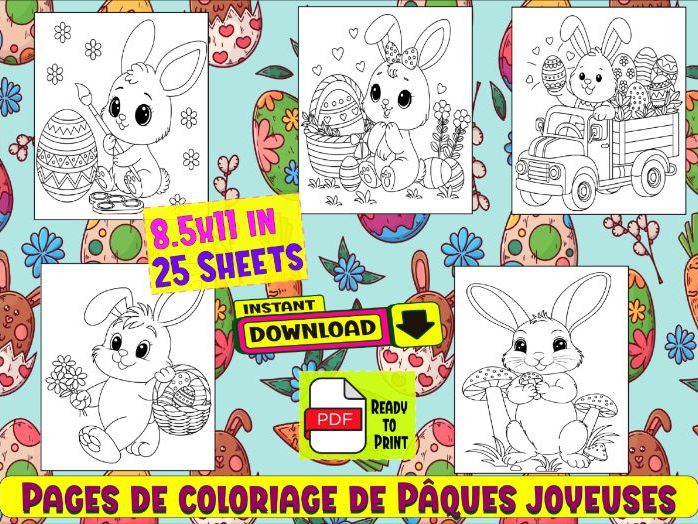 Pages de coloriage de Pâques joyeuses