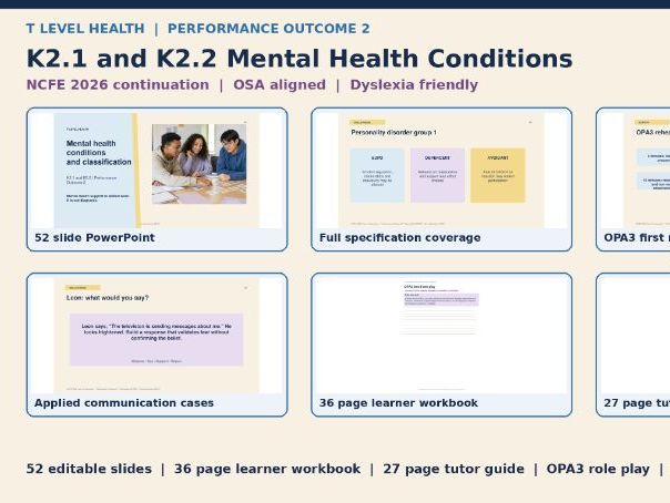 Supporting Mental Health PO2: K2.1 and K2.2 Mental Health Conditions Bundle