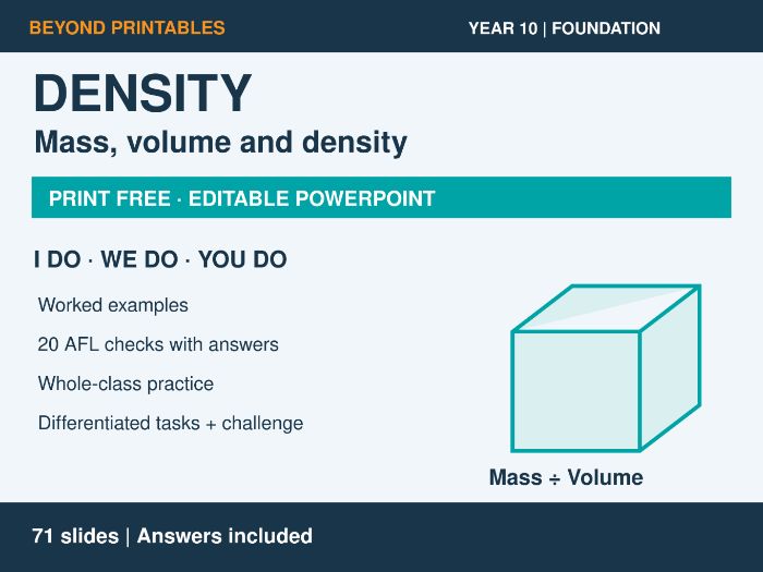 Density | I Do, We Do, You Do | Year 10 Maths Foundation | Print Free