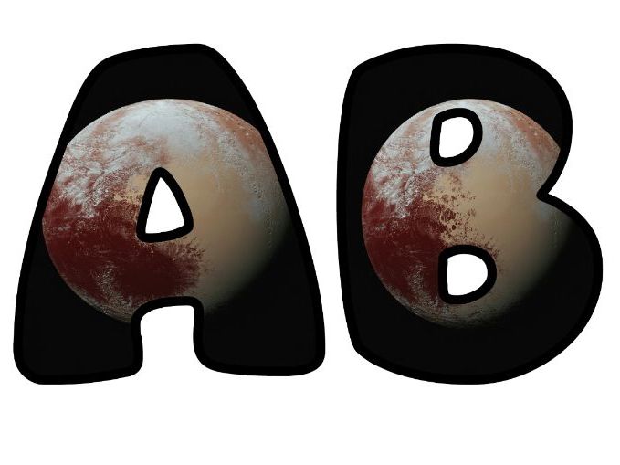 Planet Pluto Space Classroom Display | Lettering Set | Upper & Lowercase, 0-9 and Signs