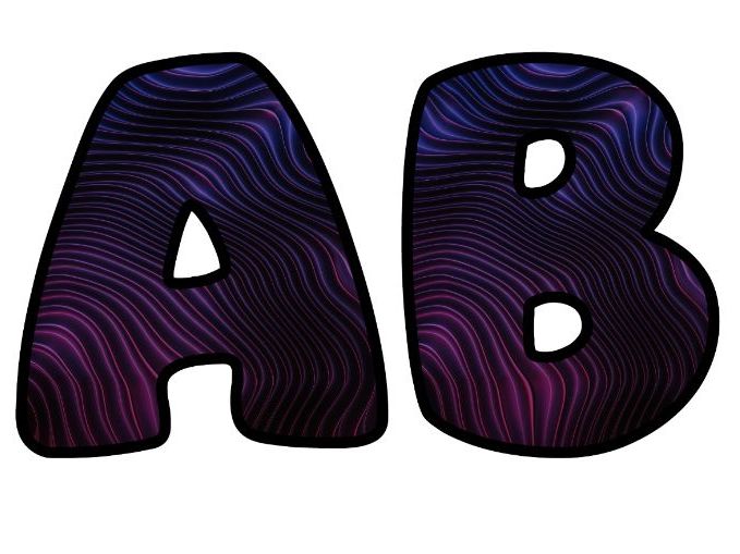 Art Spirals Lines Purple Classroom Display | Lettering Set | Upper & Lowercase, 0-9 and Signs