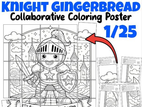 Knight Gingerbread Collaborative Poster | Medieval Winter Classroom Activity