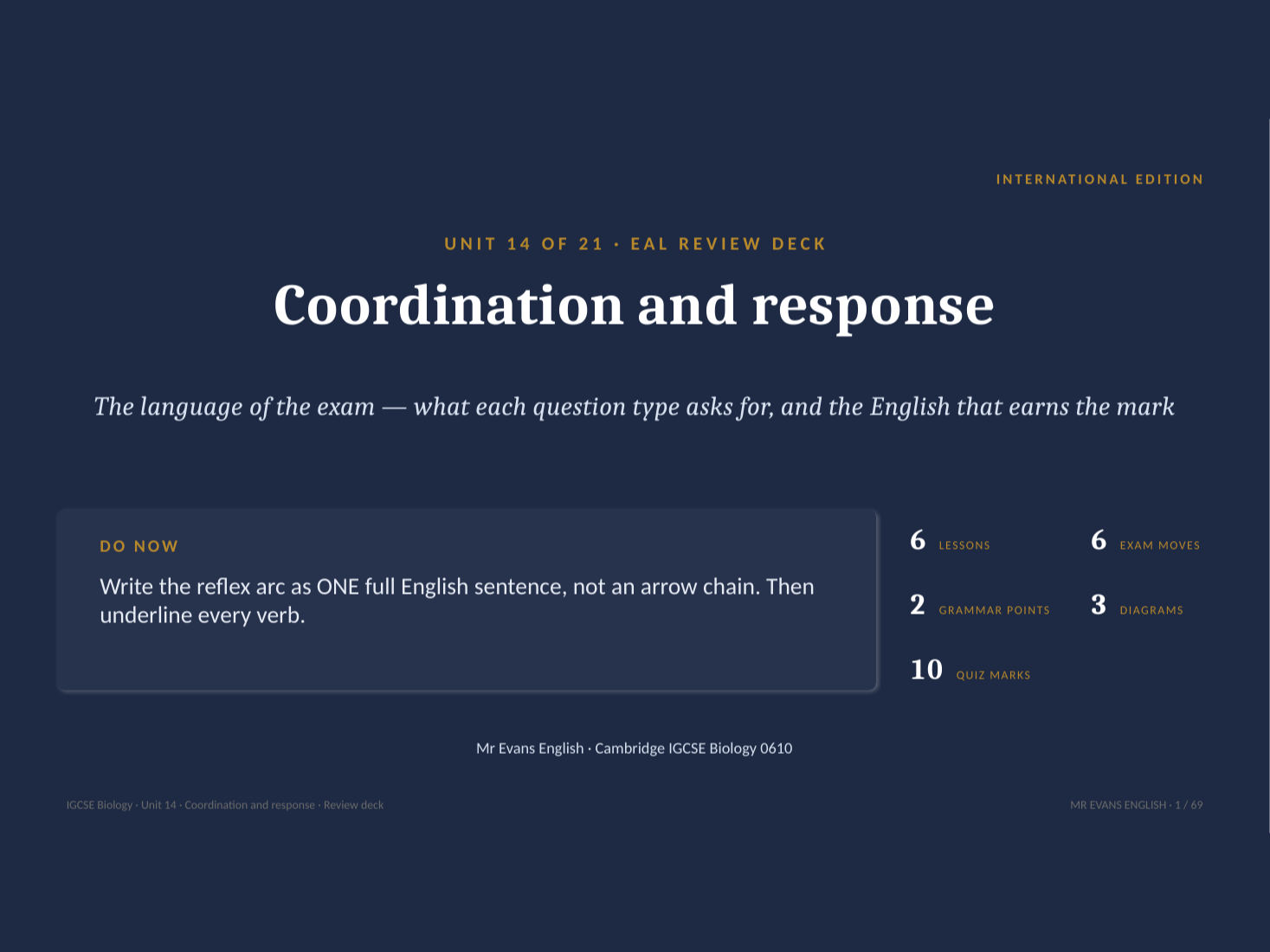 IGCSE Biology 0610 U14 Coordination & Response — EAL