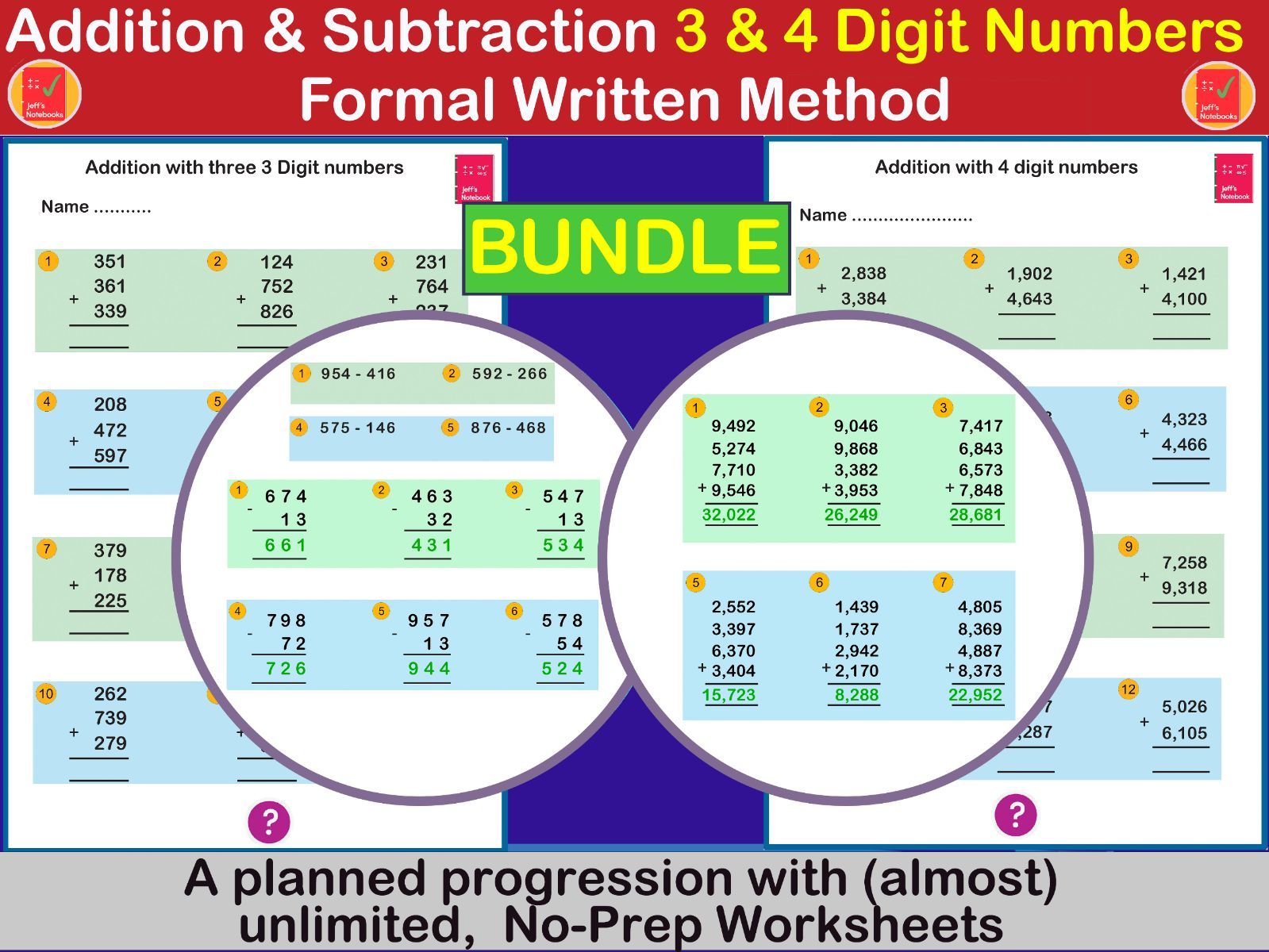 Add & Subtract 2 & 3-digit numbers - Formal Method - Year 3
