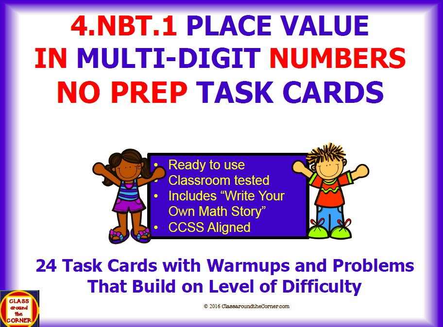 4.NBT.1 Math 4th Grade NO PREP Task Cards—PLACE VALUE IN MULTI-DIGIT NUMBERS