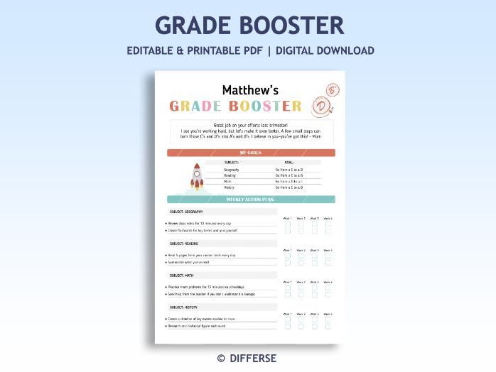 Grade Booster | Grade Tracker | Improve Grades | Grades Chart | Homework Tracker