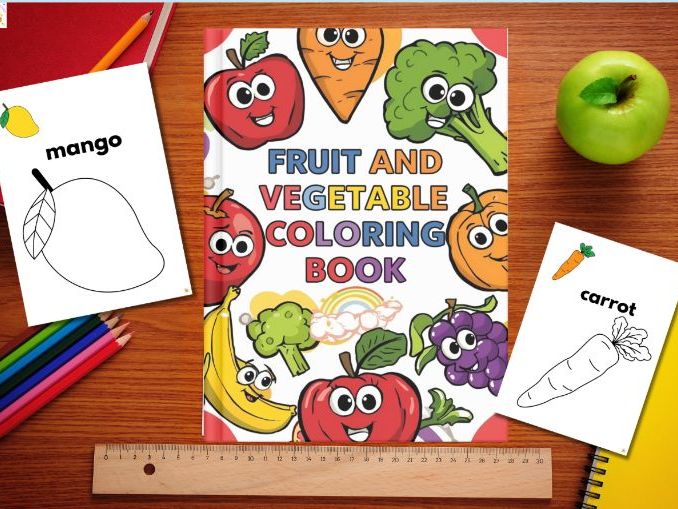 Fruit and Vegetables coloring book/worksheets
