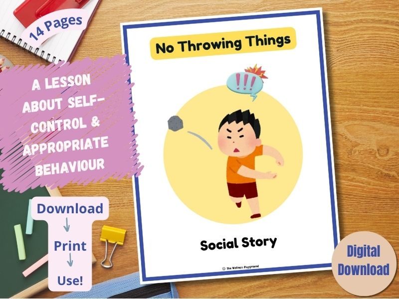 No Throwing Things Social Story | Throwing Things if Not Okay Elementary Lesson