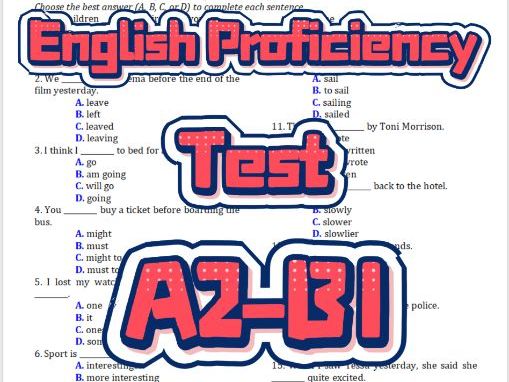 1.	A2-B1 English Test: Grammar, Reading & Vocab (45 min, 30 Qs)