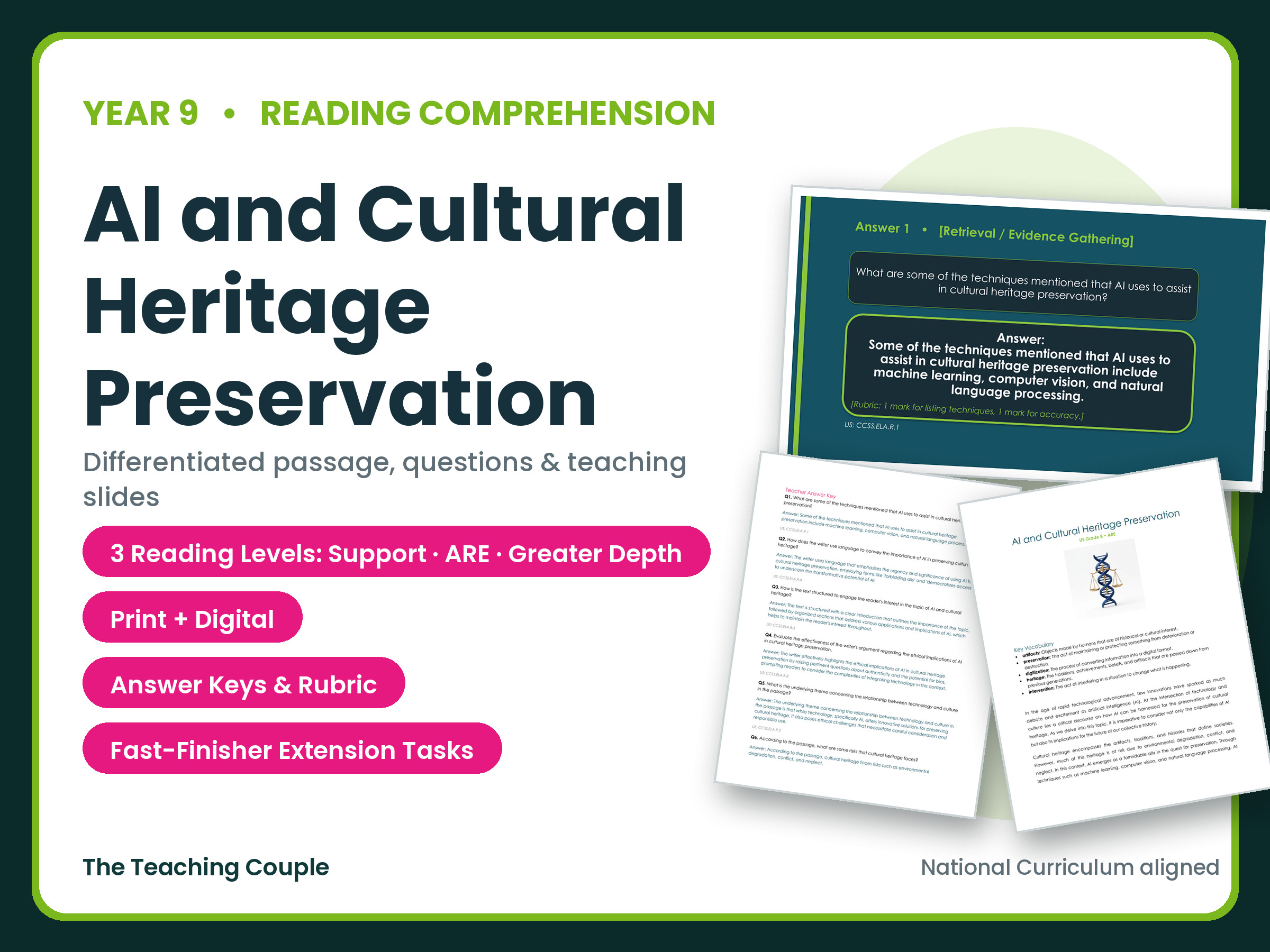 AI and Cultural Heritage Preservation Reading Comprehension | Year 9 (KS3)