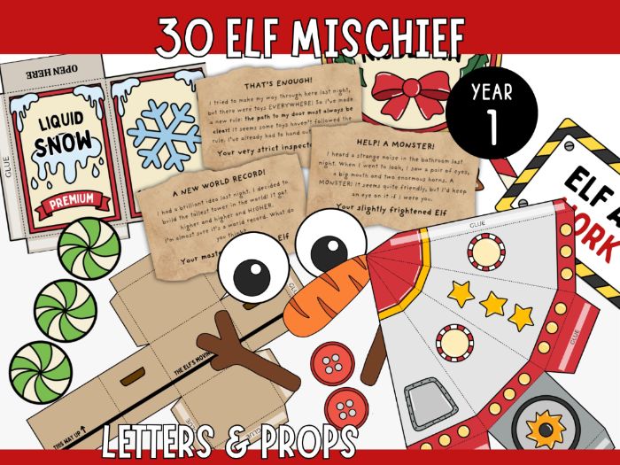 30 Ready-to-Use Elf Mischief Activities - Letters & Props (Year 1)