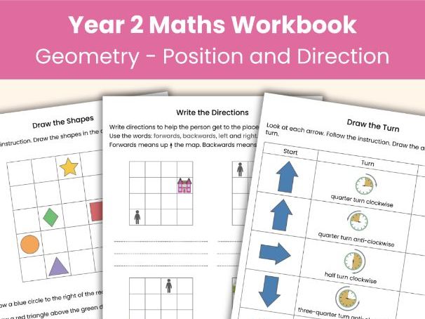 Year 2 Maths Workbook: Geometry - Position and Direction Worksheets | National Curriculum Aligned