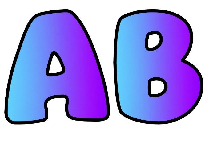 Blue Purple Bubble Letters | Plain Colour Bulletin Board Letters | Printable Alphabet A-Z and 0-9
