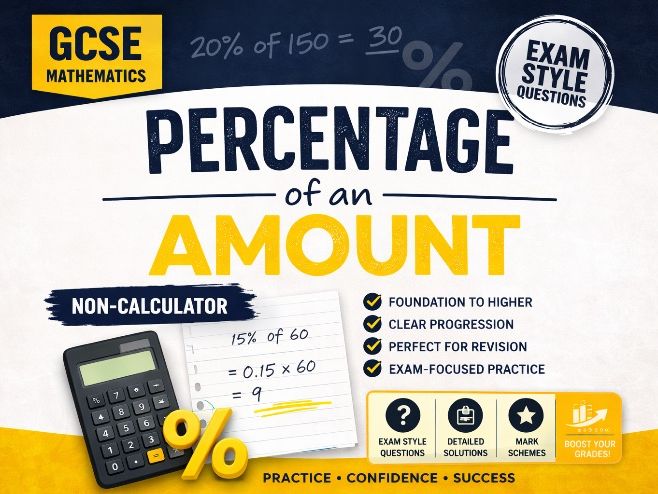 GCSE Percentage of Amounts Word Problems Mixed