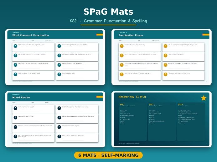 KS2 SPaG Mats — Grammar, Punctuation & Spelling Practice