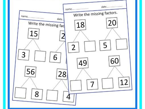 Factors Worksheets Large Print Autism SEND
