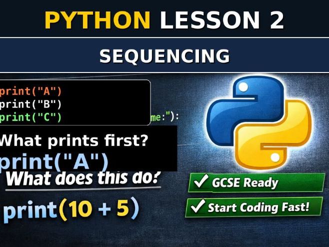 Python Lesson 2: Sequencing and Syntax KS3 & GCSE-Ready) | Predict the Output Before You Run It