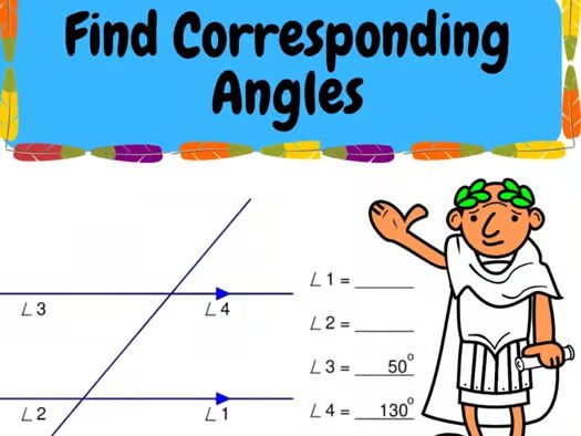 Geometry Angles Worksheet - Find the missing corresponding angles