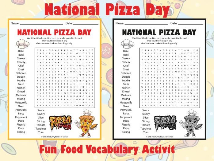National Pizza Day Word Search | Fun Food Vocabulary Activity