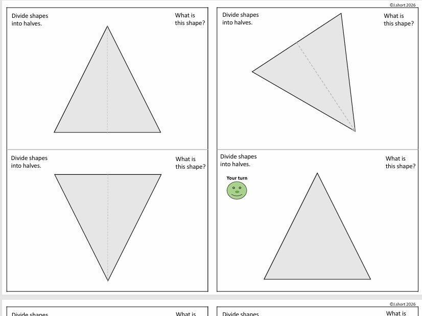 Divide 2D shapes into halves