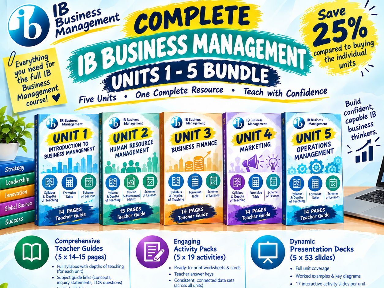 IB Business Management - Unit 1 - Unit 5 - Complete pack