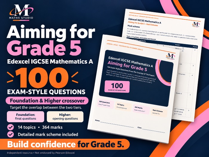 Aiming for Grade 5: 100 Crossover Questions | Edexcel IGCSE Maths A