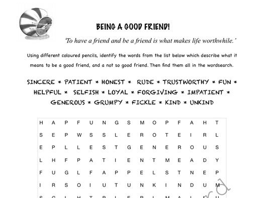 Good Friend Word Search