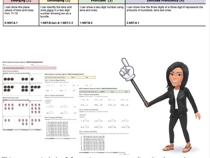 1st Grade: Place Value (Tens and Ones) Learning Progression & Assessments