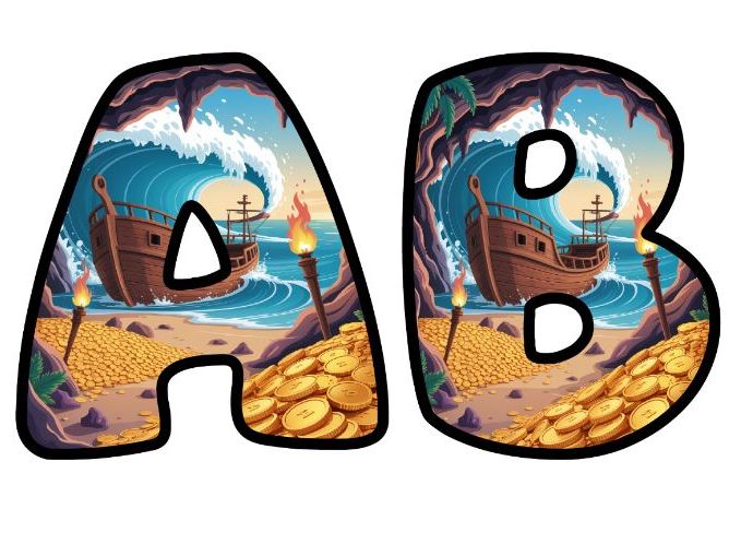 Shipwreck Cove Adventure Alphabet Lettering Set | Classroom Display | Upper & Lowercase, 0-9