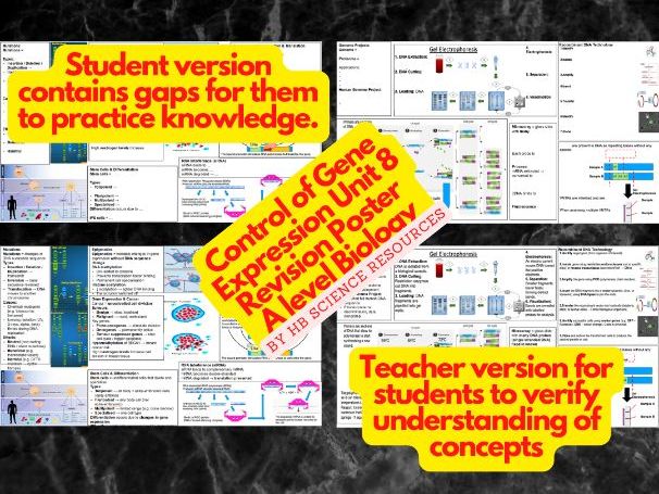 Control of Gene Expression Unit 8 Revision Poster  A level Biology