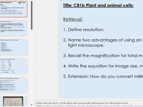 CB1b Plant and animal cells Edexcel