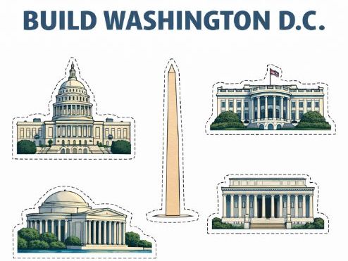 Cut and Paste Washington DC, USA Fine Motor Skills
