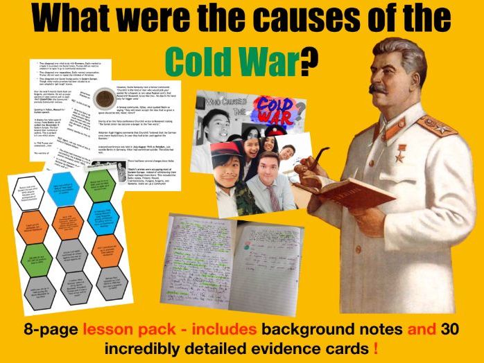 Causes of the Cold War - 8-page full lesson (notes, card sort, work o'clock)