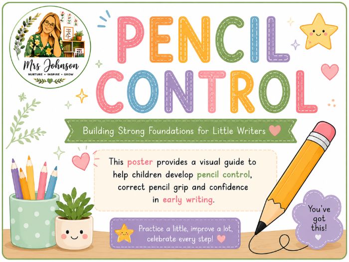 Pencil Control: How to Hold My Pencil Poster